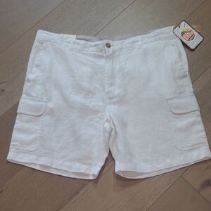 NWT C&C California Shorts Men's sz 40 White Linen 8" Cargo Shorts